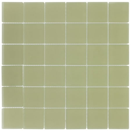 MTO0396 Classic 2X2 Squares Yellow Frosted Glass Mosaic