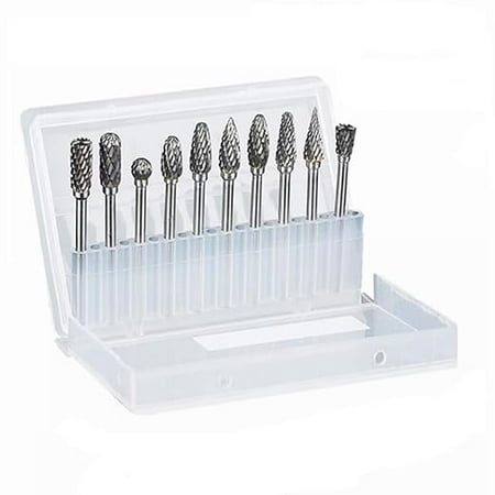 

10PCS Carbide Double Cut Carving Burr Bits with 1/8” Shank Rotary Tool Accessories for Aluminum 3mm Shank Fits Die Grinder Drill for Woodworking Drilling Aluminum Craving Engraving Polishing
