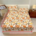 thumbnail image 3 of Garronmavis Fall Pumpkin Bow Print Twin Size Bedding Set, 2 Soft Decorative Pillow Shams & 1 Deep Pocket Fitted Sheet, Autumn Harvest Pattern Bed Cover for Kids, 137cm*193cm, 3 of 7