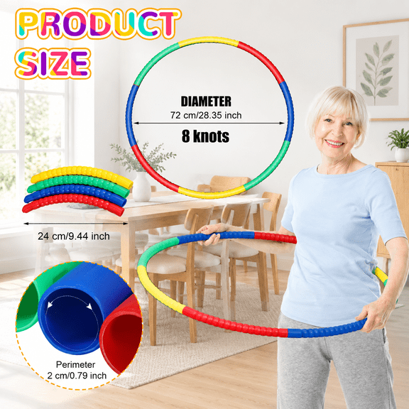 16 Detachable Hoop And Jump Rope Set Adjustable Exercise Skipping For Fitness Teens Adultsgymnastics(red Yellow Blue Green)