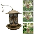 thumbnail image 2 of WMGHA Metal Bird Feeders for Outside, Squirrel Proof Wild Bird Feeder, Hanging Outdoor Mesh Tube Iron Birdfeeder with 4 Perches, Tray, Large Roof,Weatherproof, Garden Yard Decoration, 2 of 9