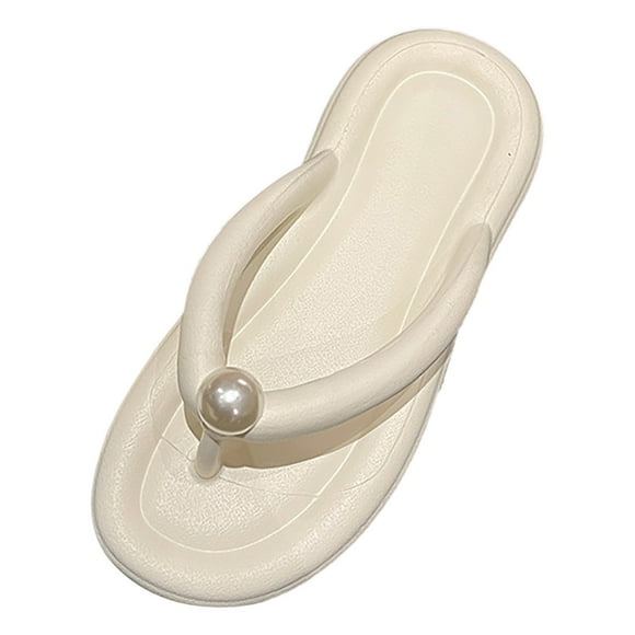 nsendm Women Shoes Adult Female Bathrobe and Slippers for Women 2023 New Candy Colored Pearl Slippers for Women To Womens Ballet Slippers White 7.5