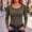 Army Green, variant on Women Solid Long Sleeve U Neck Tops form Fitted Shape Streamlined Base Layer for Fall Winter Indoor Outfits