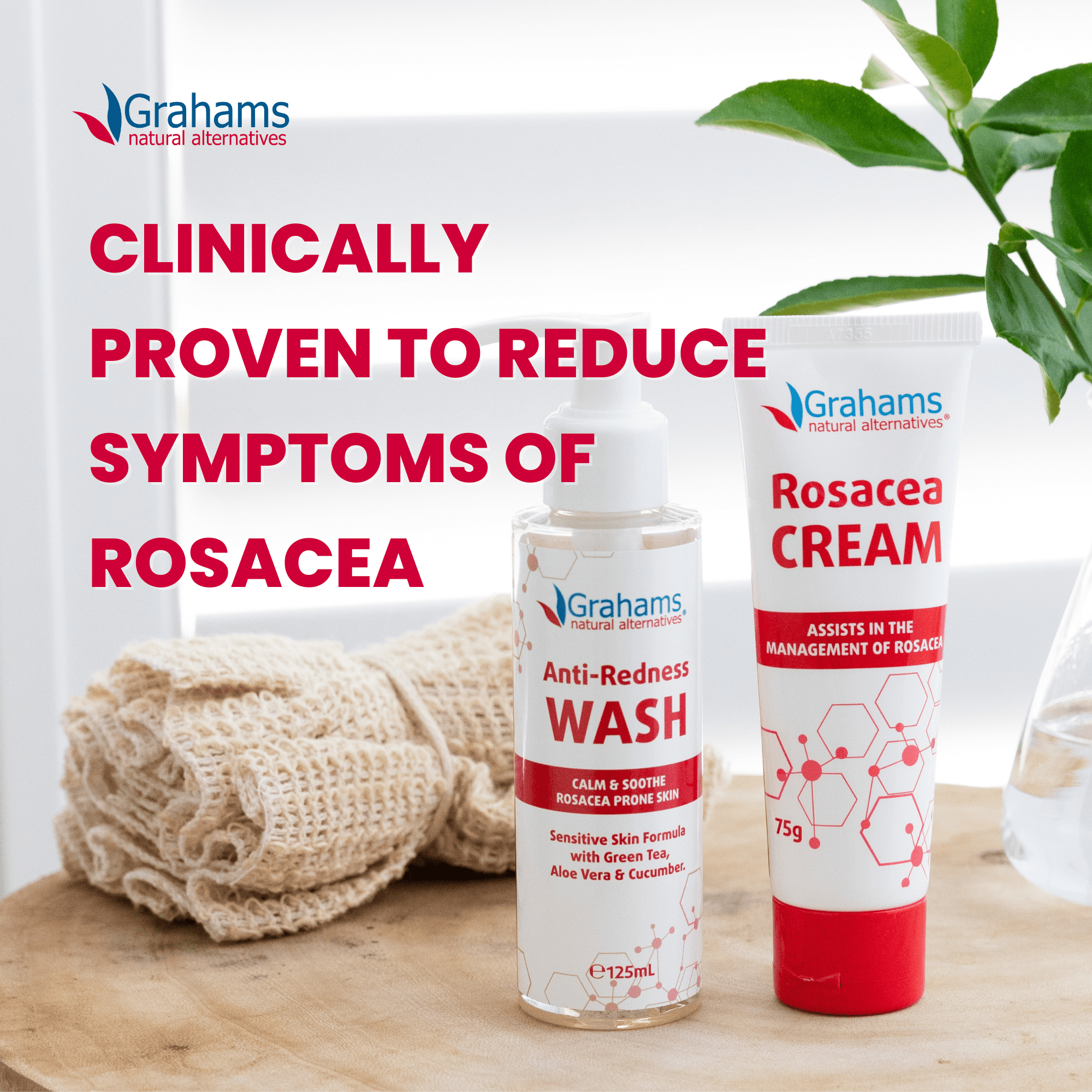Grahams Natural Rosacea Cream, Natural Anti-Redness Moisturizer (75g Tube)