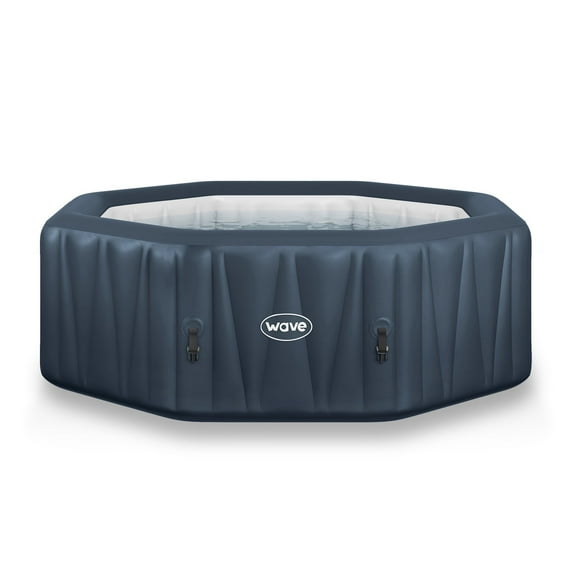 Wave Aegean 6-Person Inflatable Hot Tub | Integrated Eco Heater | 130 Aquajet Massage System | Anti-Freeze Protection | Quick 15-Minute Setup | Navy