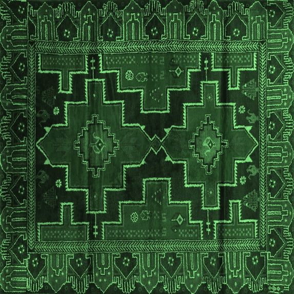 Ahgly Company Indoor Square Persian Emerald Green Traditional Area Rugs, 3' Square