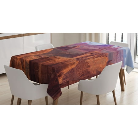 

House Decor Tablecloth View of Deep Canyon with Different Scaled Length Red Rocks Discovery Art Theme Rectangular Table Cover for Dining Room Kitchen 60 X 90 Inches Brown Blue by Ambesonne