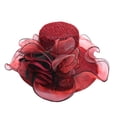 thumbnail image 5 of Eoperou Women Performance Hat See-through Mesh Flower Decor Wide Brim Medieval Curling Edge Hollow Out Banquet Cap Stage Show Cap, 5 of 8