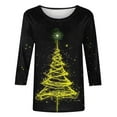 thumbnail image 5 of Cadancy Women's 3/4 Sleeve Tops Dressy Vintage Christmas Winter Tshirts Crew Neck Casual Sequin Xmas Tree Plus Size Blouses Holiday Funny Party Shirts, 5 of 5