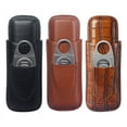 thumbnail image 2 of Portable Cigar Case Two Pack Additional Cigar Cutter Gift Box Travel Humidor Kit Use. (Brown), 2 of 6