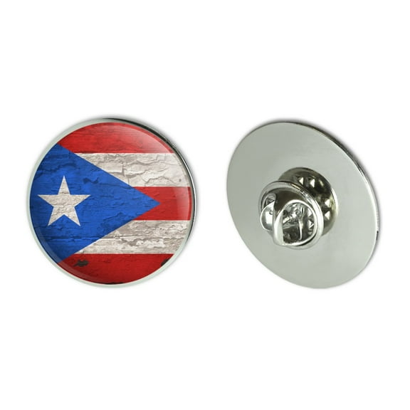 Rustic Distressed Puerto Rico Flag Wood Look Metal 1.1" Tie Tack Hat Lapel Pin Pinback