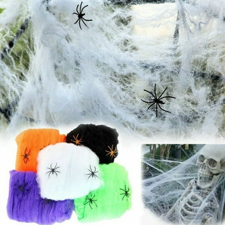Halloween Scary Party Scene Props White Stretchy Cobweb Spider Web Horror Decoration for Bar Haunted House