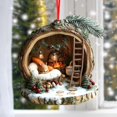 thumbnail image 4 of 2026 Christmas Home Party Decoration Christmas Ornament Flat Acrylic Winter Woodlands Squirrels Snow Forest Hanging Holiday Gift Keepsake Decor For Christmas Tree Wreath Christmas, 4 of 6