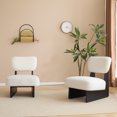 thumbnail image 4 of Set of 2 Modern Beige Lounge Chair Set with Polyester Upholstery & Sturdy Black Wood Base - Ergonomic Comfort Design for Living Room Bedroom or Office Use, 4 of 9