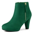 thumbnail image 1 of Unique Bargains Women's Side Zip Low Platform Block Heel Ankle Booties, 1 of 6