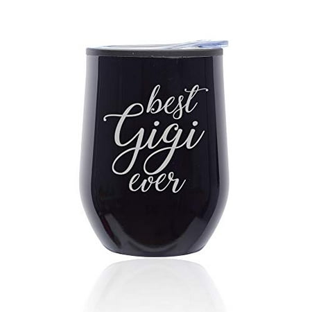 Stemless Wine Tumbler Coffee Travel Mug Glass with Lid Best Gigi Ever Grandma Grandmother (Midnight