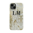 thumbnail image 1 of Personalised White x Gold Marble Initials iPhone 15 Case,iPhone 14 Pro Max, 1 of 4