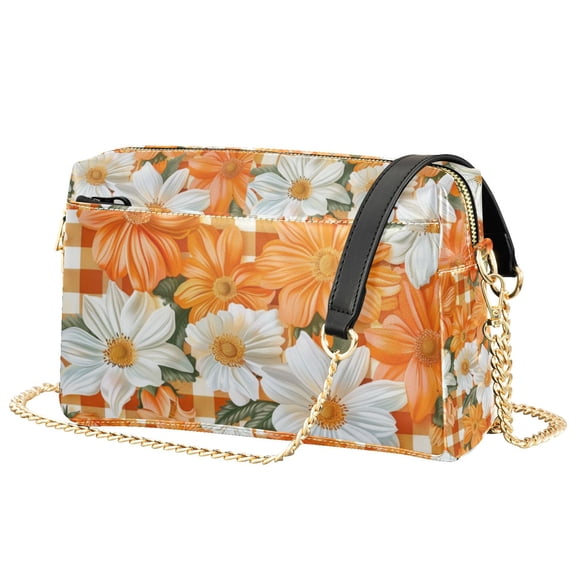 FORMRS Women Crossbody Purse with Chain Strap Vegan Leather Shoulder Handbag, Sunny Floral