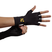 CopperJoint Arthritis Compression Gloves for Men and Women - Fingerless Copper Hand Gloves for Carpal Tunnel, Swelling, Typing, Gaming Pain Relief - Unisex - Black - Medium