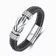 thumbnail image 1 of Titanium Steel Punk Men‘s Leather Bracelet, 1 of 6