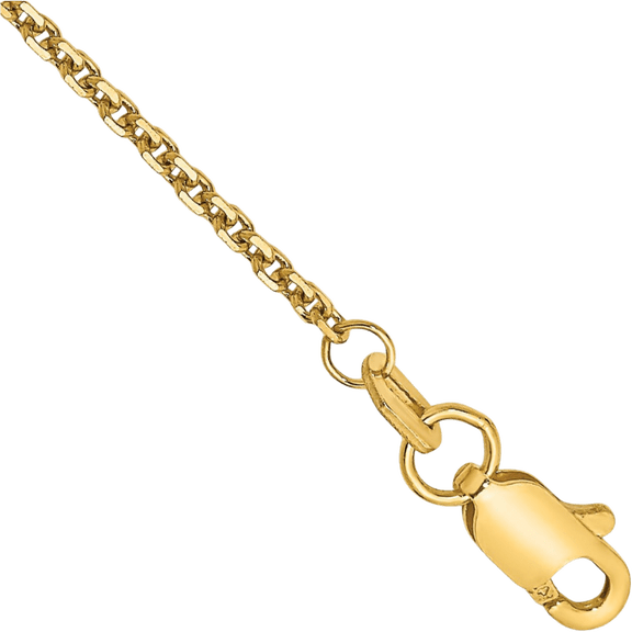 10K Solid Yellow Gold 1.45mm Cable Rolo Link Chain Bracelet Anklet