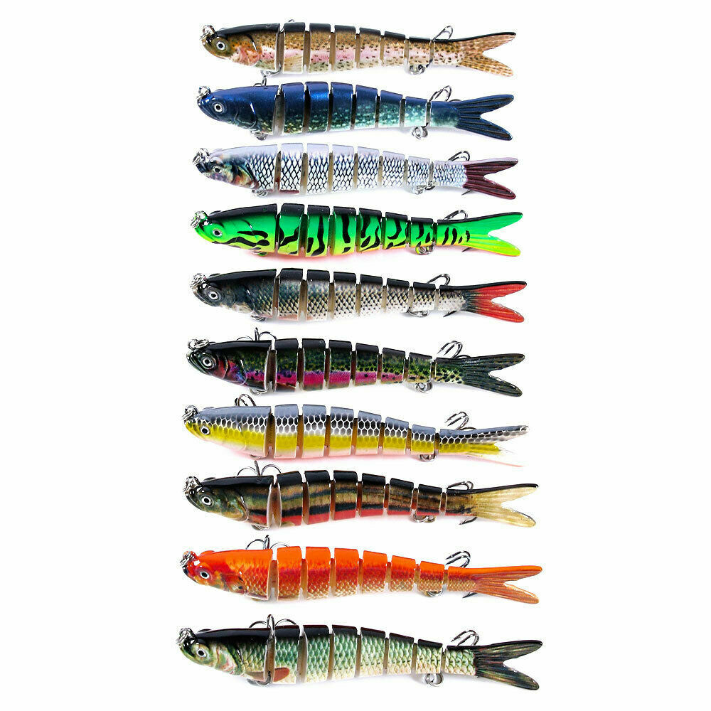 10PCS Lot Multi Jointed Bait 8-Segment Fishing Lures Swimbait Bionic Wobbler USA