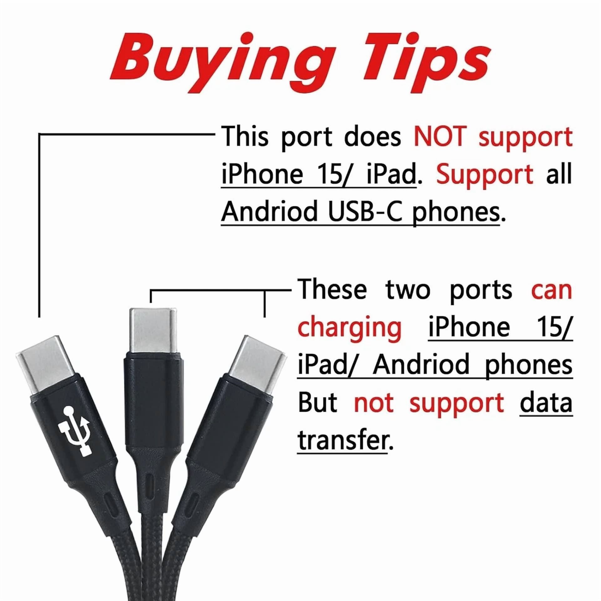 CIRCLE- Multi Usb-C Cable 4Ft, 3 In 1 Multiple Type C Charging,3A Splitter Black