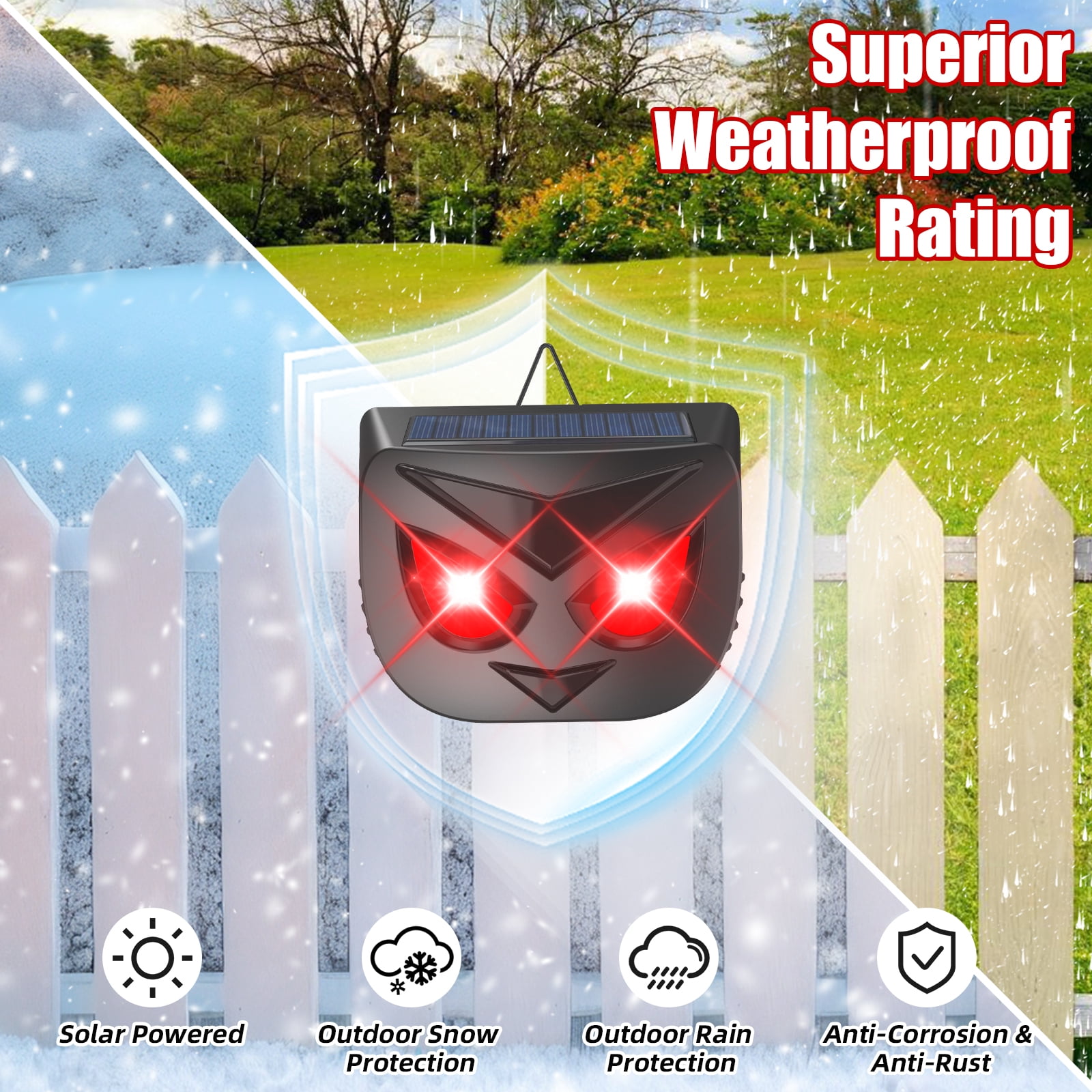 JahyElec Solar Animal Repeller, 4-pack with LED Lights for Outdoor Nighttime Protection Suitable for Repelling Coyotes Deer Cats from Yards