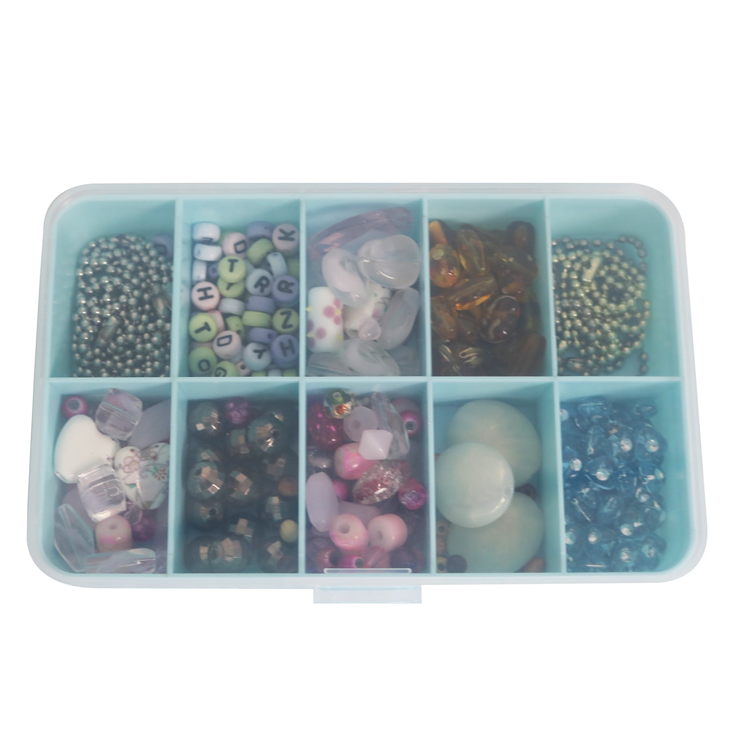 Hevirgo 10 Compartment Adjustable Clear Plastic Jewelry Bead Storage Box Organizer Multi-Color PP