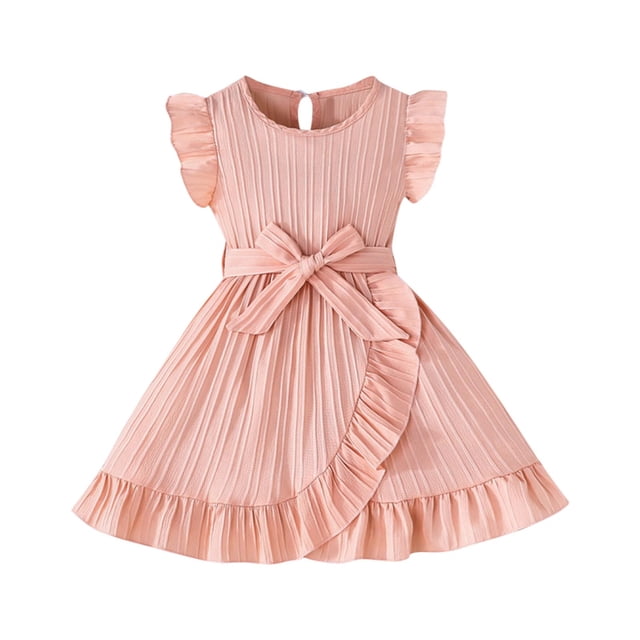 Tranfacy Robes Décontractées pour Filles, Robe de Demoiselle d'Honneur, Robe d'Été à Imprimé Floral pour Fille, Petites Manches Volantées, Col Rond, Manches Courtes, Jupe de Princesse