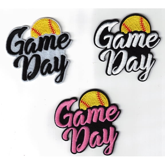 3pcs GAME DAY Softball 2.5in Embroidered Iron-on Patch