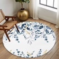 thumbnail image 2 of Round Rug 7Ft Washable Non-Slip, Navy Blue Eucalyptus Circle Area Rugs for Living Room Bedroom, Watercolor Spring Weeping Botanical Indoor Floor Mats Carpet Runner for Home Decor Aesthetic, 2 of 8