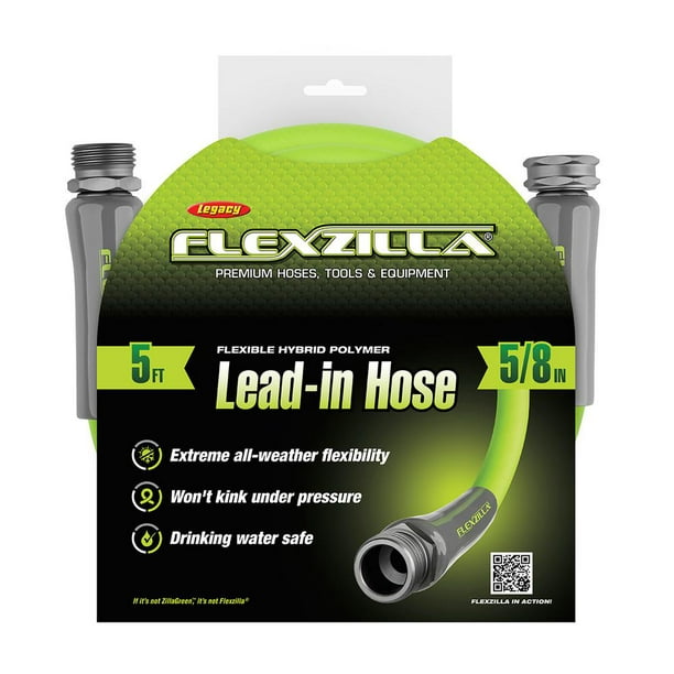 Flexzilla HFZG505YW 0.625 in. x 5 ft. x 0.75 in. 11.5 GHT Fittings Garden  Lead-in Hose 