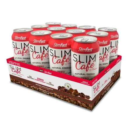 SlimFast SlimCafé Brewed Coffee, Mocha Macchiato Flavor, Pack of 12