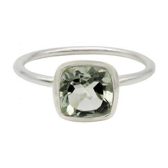 Natural Green Amethyst Ring-February Birthstone-Elongated Cushion Cut Prasiolite Ring-Minimalist Ring-Everyday Simple Ring-Promise Ring