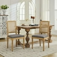 thumbnail image 2 of French Decor Chairs Set of 2, Louis Dining Chairs with Square Rattan Backrest and Exquisitely Carved Solid Wood Frame for Living Room, Kitchen, Restaurant,Gray, 2 of 11