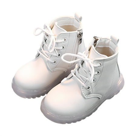 

Kids Toddler Leather Boots Winter Solid Color Non Slip Zipper Shoes