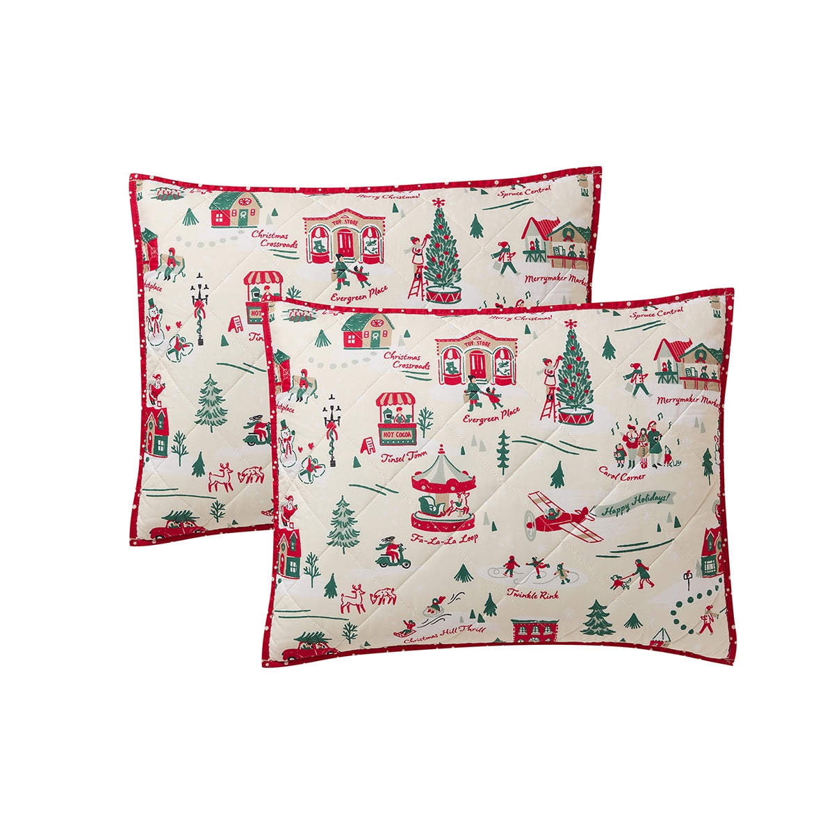 Hallmark Multi Christmas Village 3-Piece Adult Holiday Quilt Set, Full/Queen
