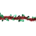 thumbnail image 2 of Northlight 50' x 4.5" Unlit Shiny Red Tinsel with Green Holly Christmas Garland, 2 of 3