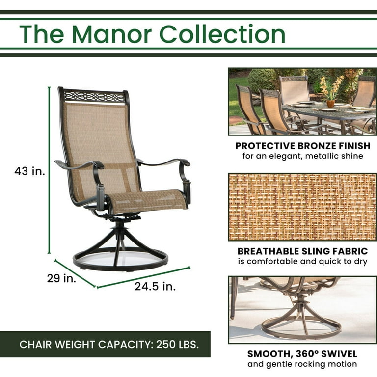 Hanover Manor 7 Piece Outdoor Patio Furniture Set with Rust Free