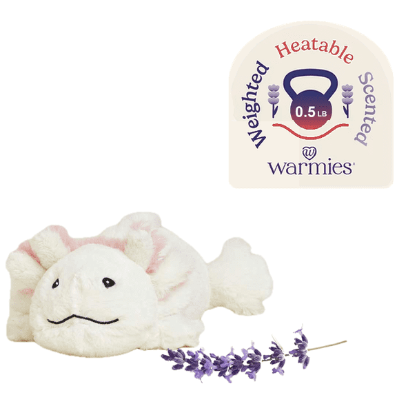 Warmies Junior 9” Axolotl Stuffed Animal, Microwavable Heated Plushies and Weighted Soft Plush Toys