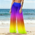 thumbnail image 2 of Levmjia Womens Swim Cover Up Pants Quick Dry Beach Vacation Pure Color Print Lightweight Sun Protection Sunscreen Wide Leg Bohemian Style, 2 of 7