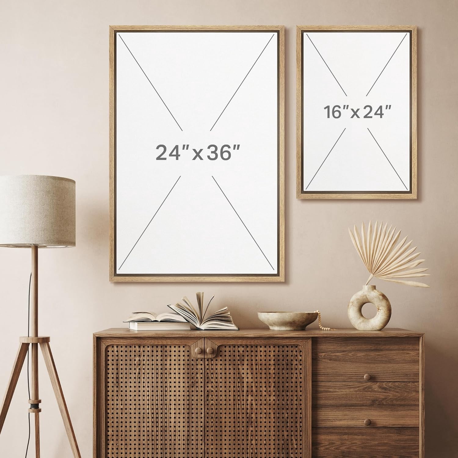 IDEA4WALL Framed Canvas Print Wall Art Set Soft Abstract