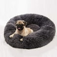 thumbnail image 2 of BODISEINT Faux Fur Dog Bed Cat Bed,Shag Round Anti-Anxiety Pet Calming Bed Doughnut Cuddler for Medium Large Puppy Dog Cat Kennel Cushion Self Warming Bed(L(27.6" Dx7.9 H), Dark Grey), 2 of 7