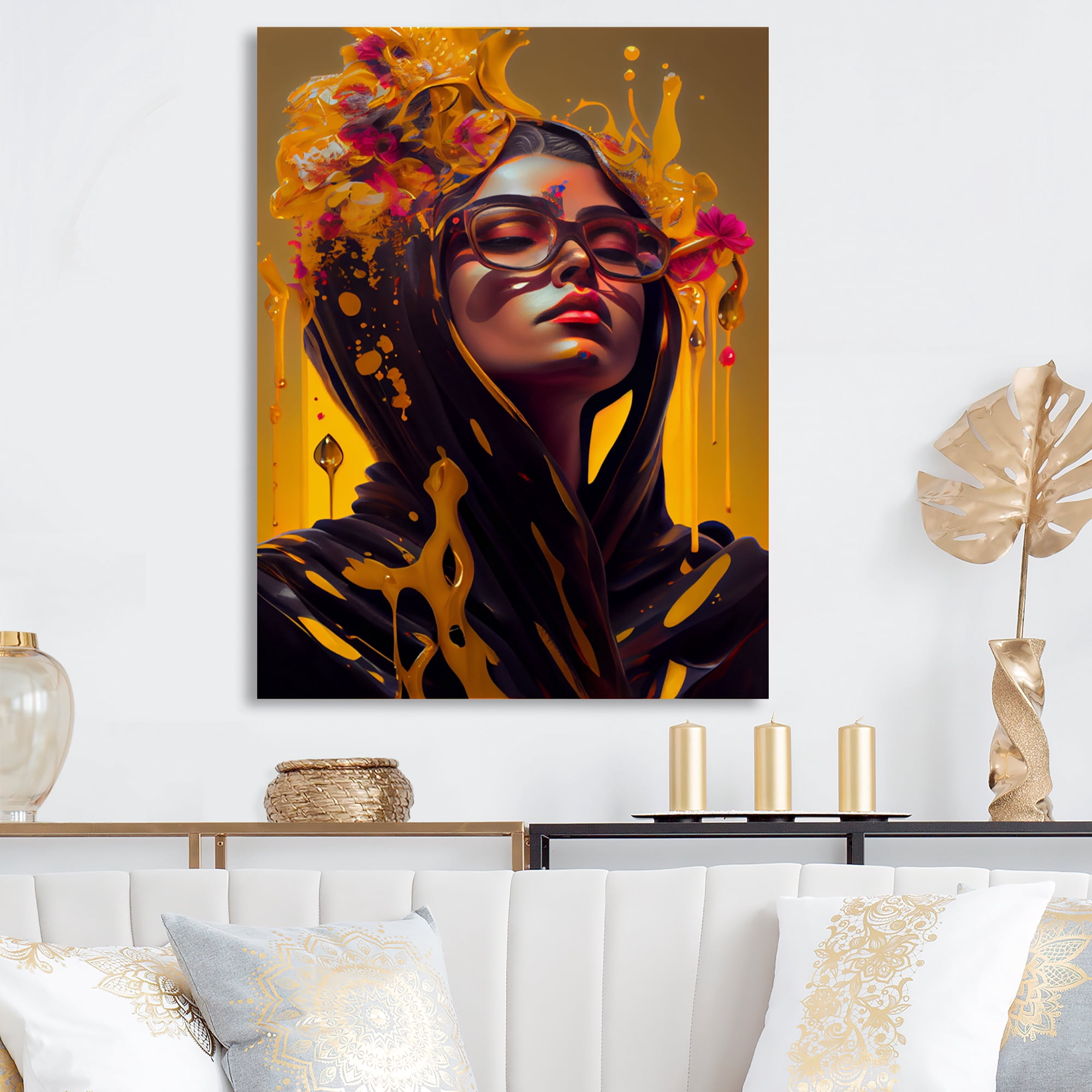 Designart Stylish Arabic Woman With Floral Hijab V Canvas Wall Art