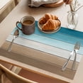 thumbnail image 3 of Teal Brown Placemats Set of 8, Gradient Wood Grain Vintage Farmhouse Non-Slip Place Mats Washable Table Mats for Kitchen Dining Table Decorations Indoor/Outdoor, 3 of 9
