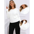 thumbnail image 2 of DARING DIVA Cable Knit Long Sleeve Crew Neck Pullover Outfits S White, 2 of 6