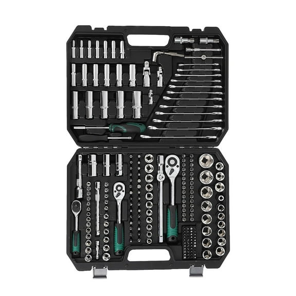 Ataucjin 216 Pieces Auto Repair Tool Set, 1/2, 1/4, 3/8 Drive Sizes, Mechanic Tool Set and Socket Set