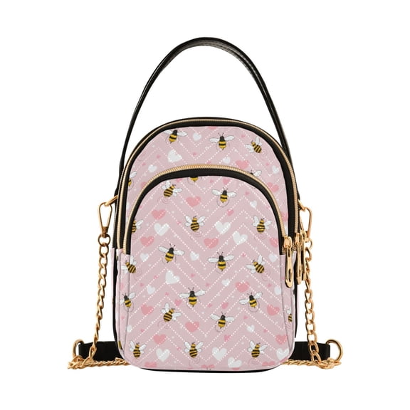 Small Crossbody Bags for Women Bee Love Cute Cell Phone Wallet Multi Zipper Pockets Purse Handbag