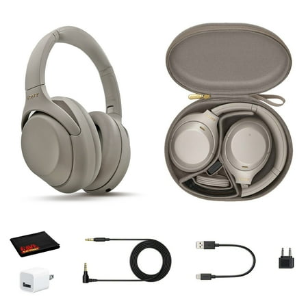 Sony WH-1000XM4 Wireless Noise Canceling Overhead Headphones (Silver) - Bundle